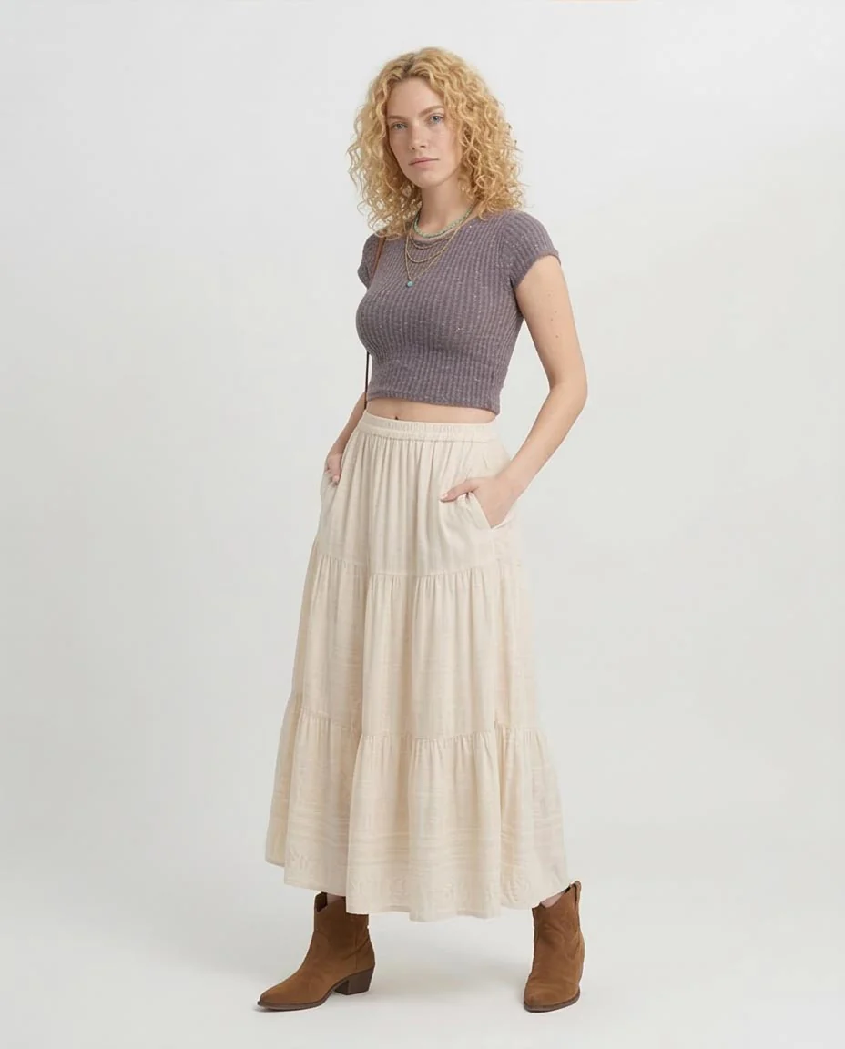 Ravin Women’s Mauve Speckled Ribbed Crop Top - Grey -R205511 - Image 5