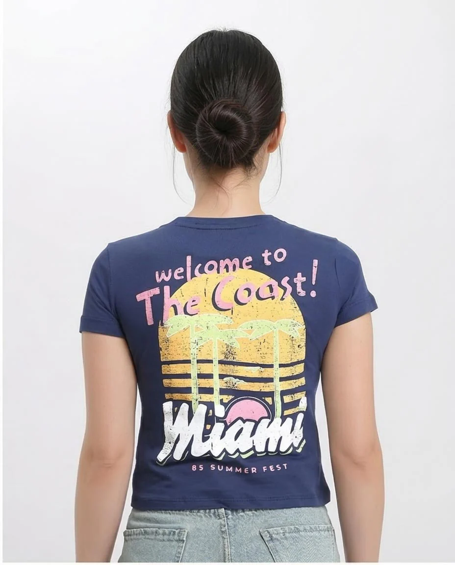 Ravin Women's Miami Summer Fest Graphic T-Shirt - Navy - R205862 - Image 2