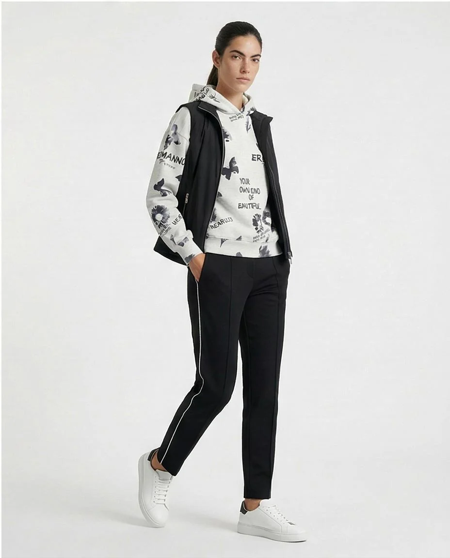 Women's Monochrome Graphic Print Oversized Hoodie - O200012 - Image 5