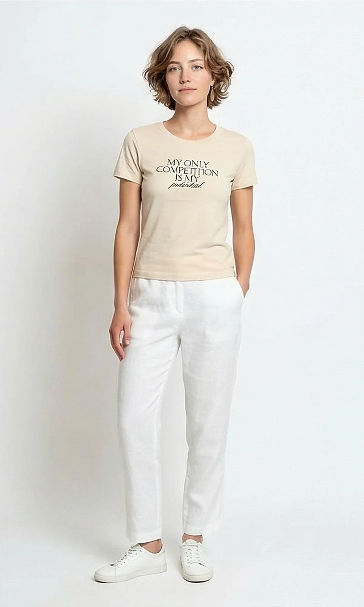 My Only Competition Graphic Print T-Shirt - Beige - Image 5