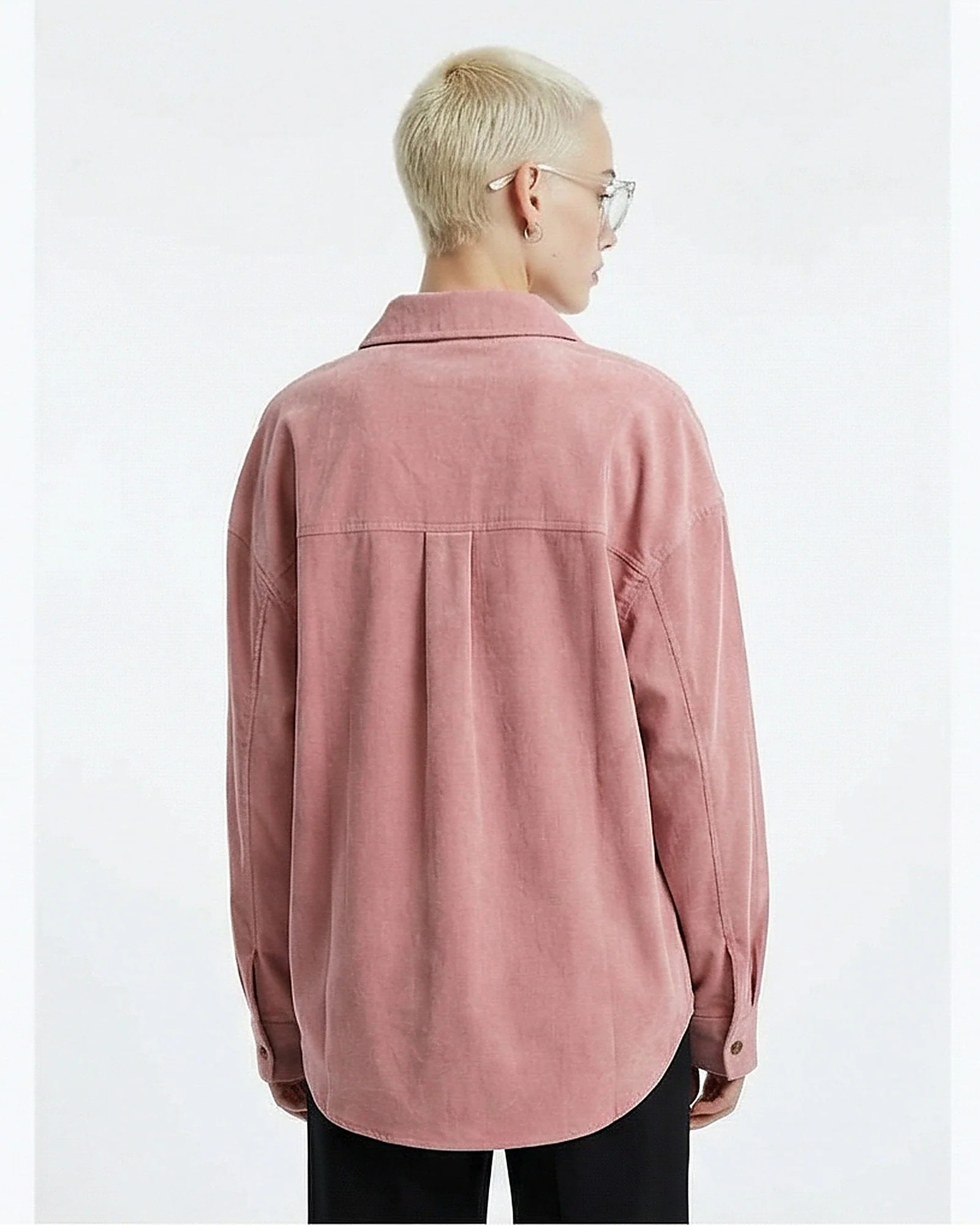 Women's Oversized Pink Corduroy Utility Shirt - Image 2