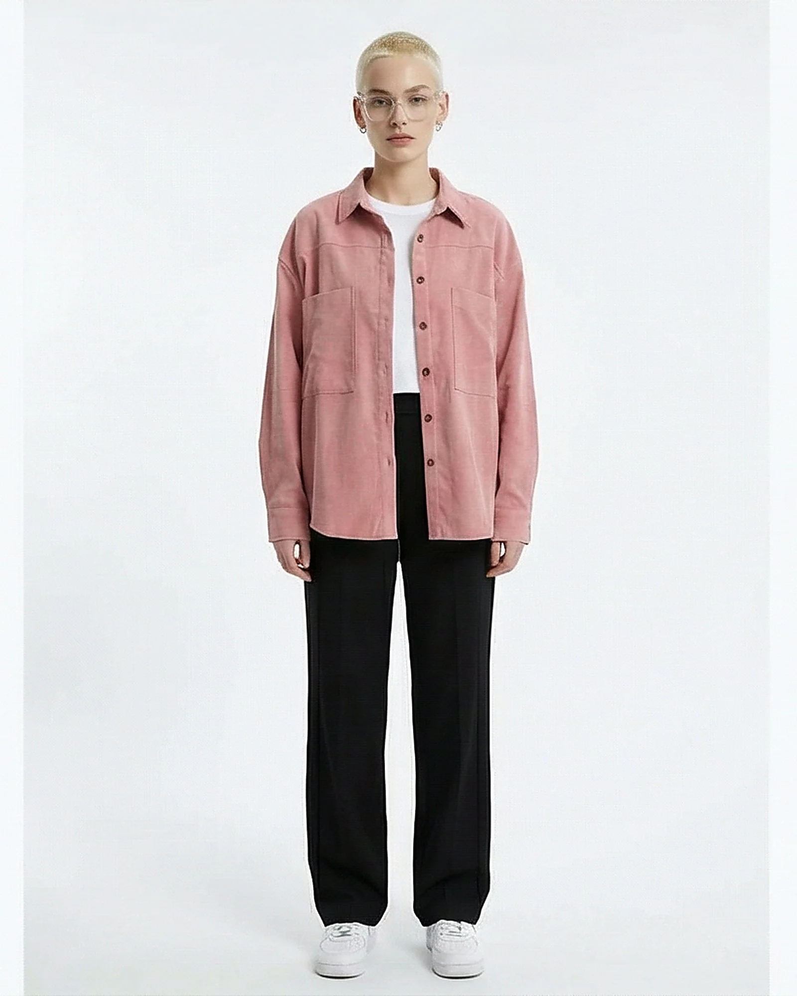 Women's Oversized Pink Corduroy Utility Shirt - Image 3