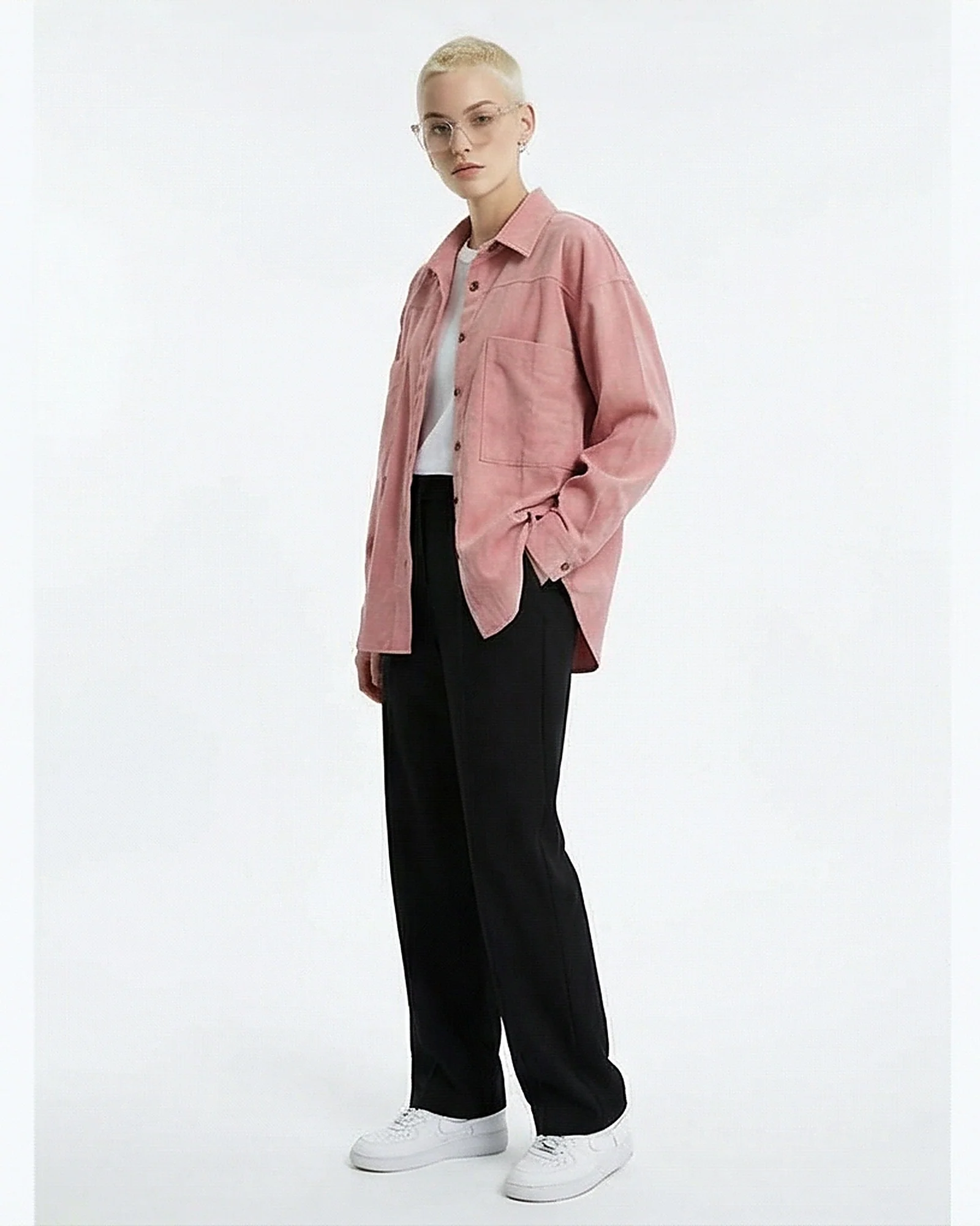 Women's Oversized Pink Corduroy Utility Shirt - Image 4