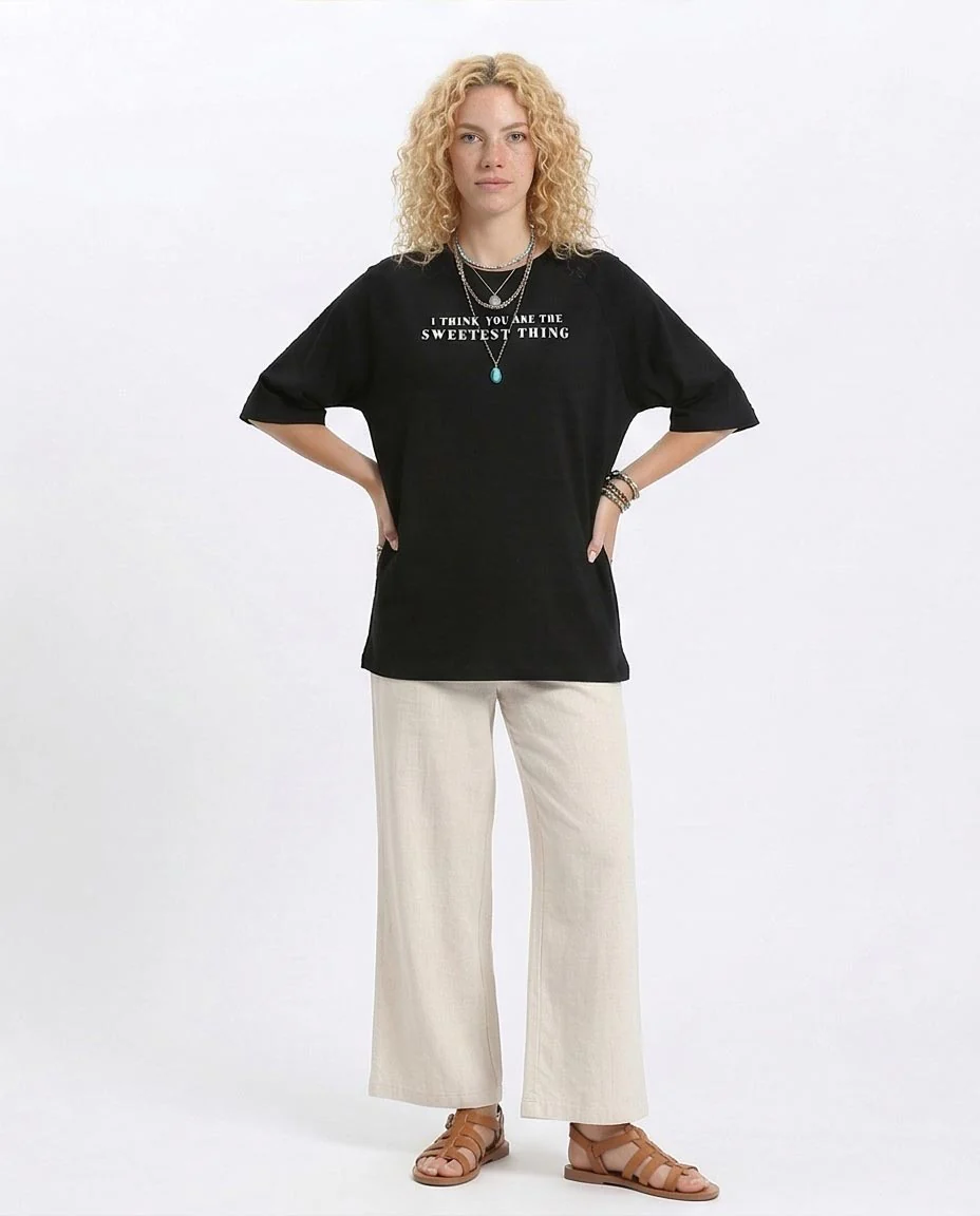 Ravin Women's Oversized Raglan T-Shirt with Graphic Back Print - Black - R210324 - Image 4