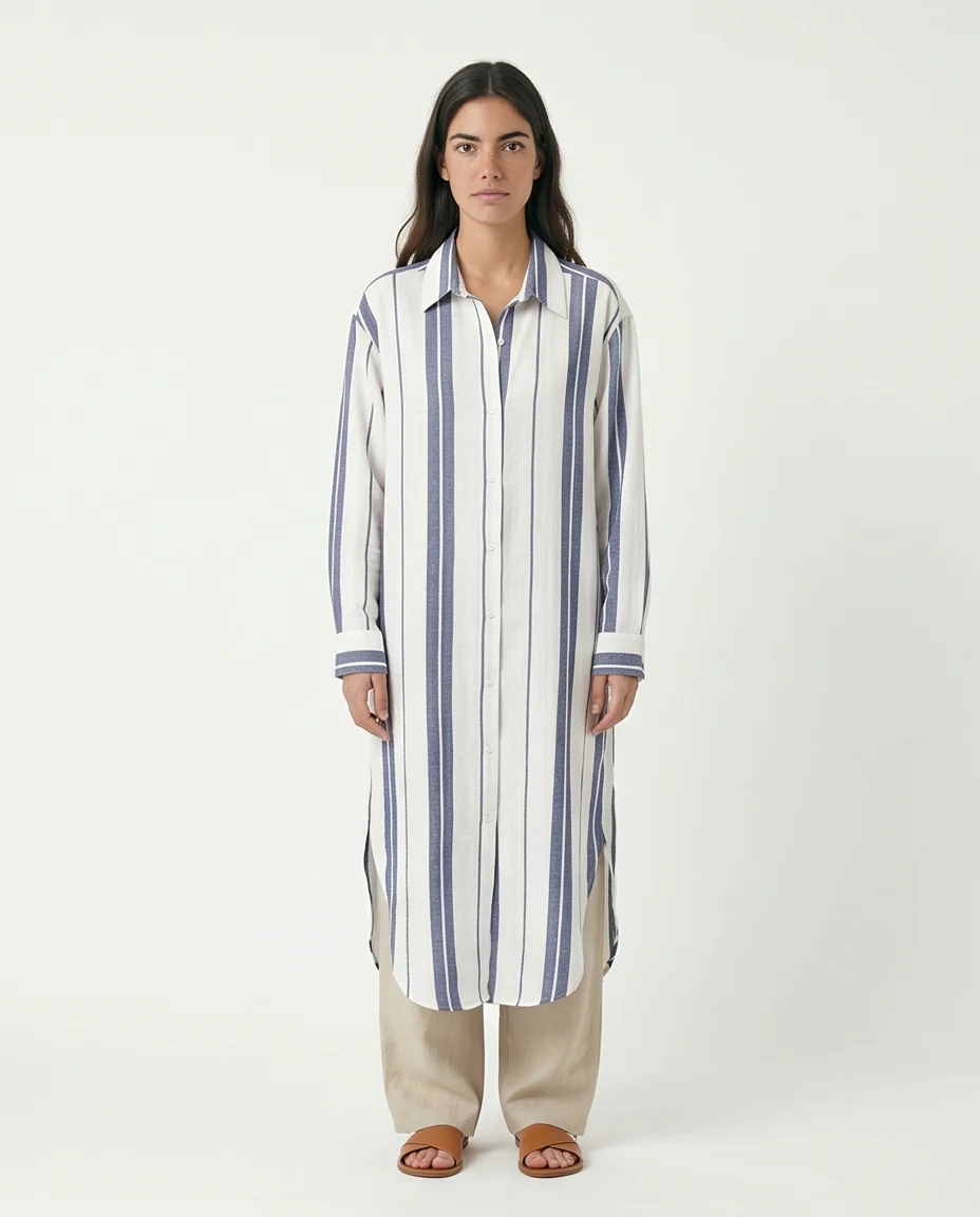 Coastal Chic Striped Oversized Shirt - R217230 - Image 3