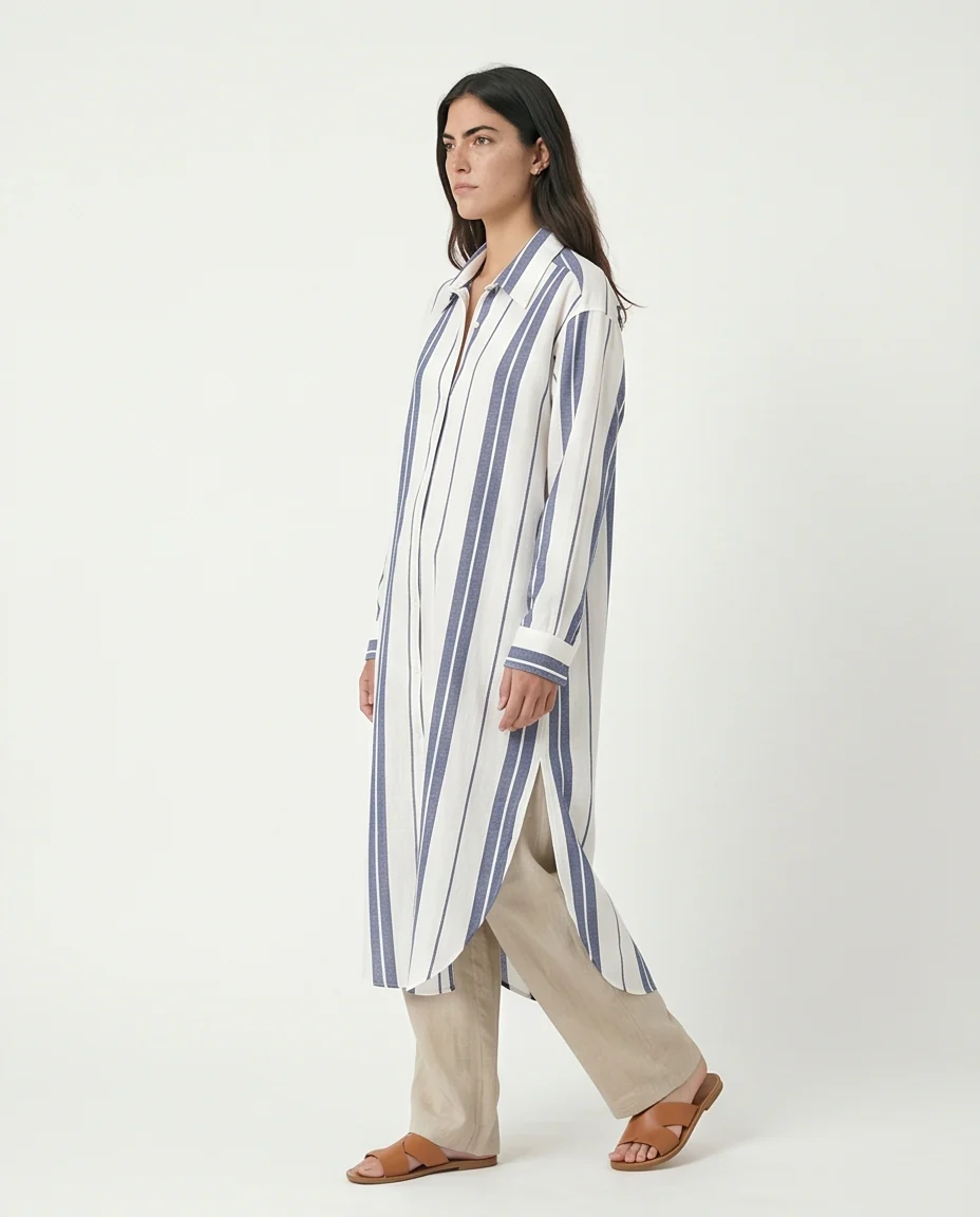Coastal Chic Striped Oversized Shirt - R217230 - Image 4