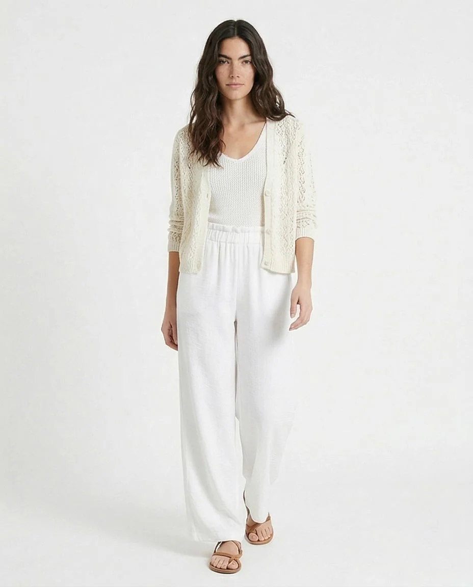 Ravin Women’s Paperbag High-Waist Wide Leg Linen Trousers – Crisp White - R216355 - Image 4