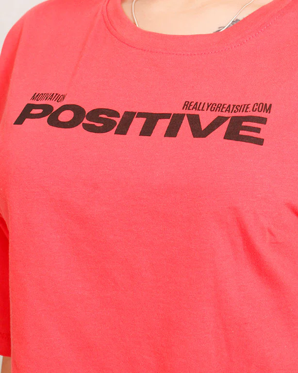 Ravin | Women’s "Positive" Cropped Oversized Graphic Tee – Coral - R207868 - Image 4