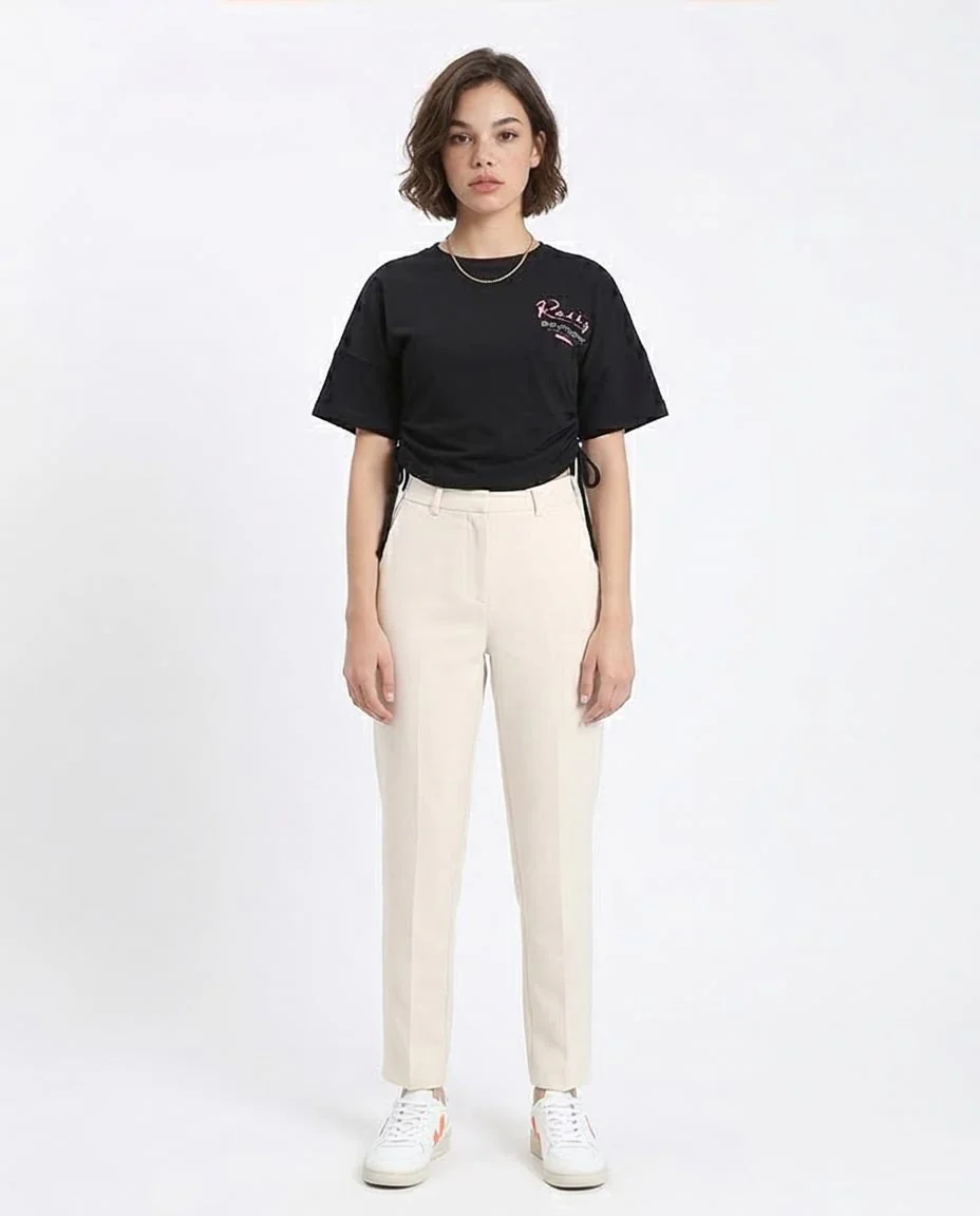 Ravin Women’s Racing Graphic Side-Tie Cropped T-Shirt - Black - R209237 - Image 3