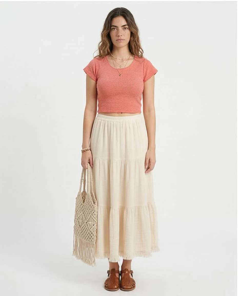Ravin Women’s Raw-Edge Ribbed Knit Crop Top – Coral -R205494 - Image 3