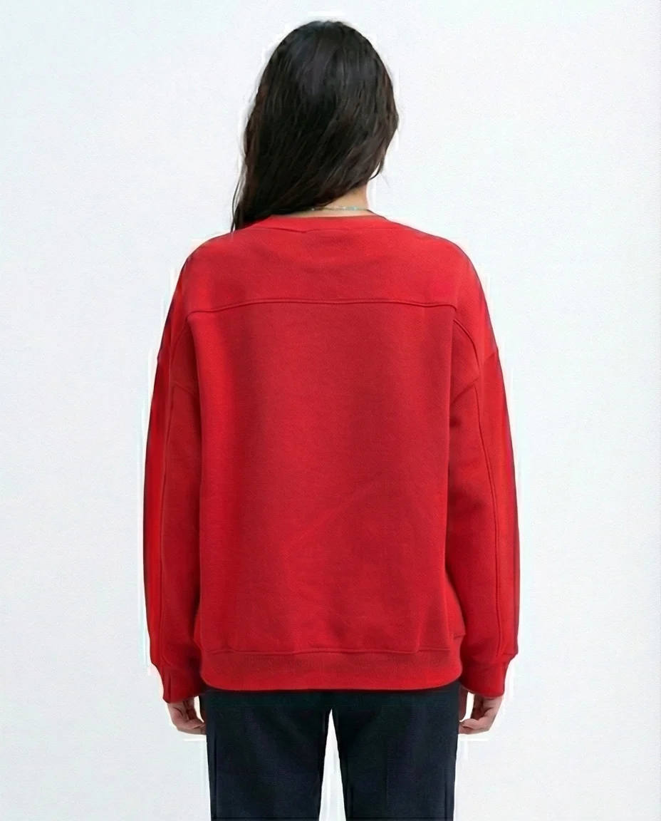 Women's Brooklyn Graphic Print Red Oversized Sweatshirt - 0199384 - Image 2