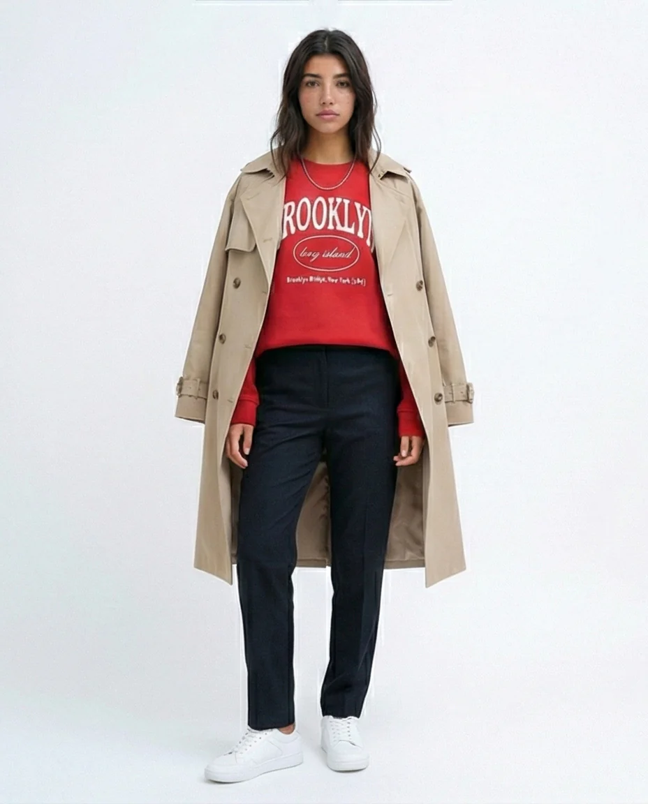 Women's Brooklyn Graphic Print Red Oversized Sweatshirt - 0199384 - Image 3