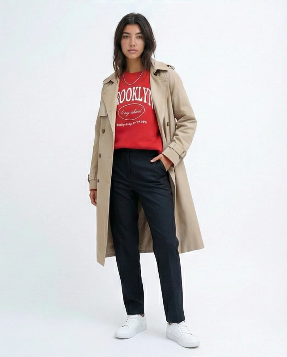 Women's Brooklyn Graphic Print Red Oversized Sweatshirt - 0199384 - Image 4