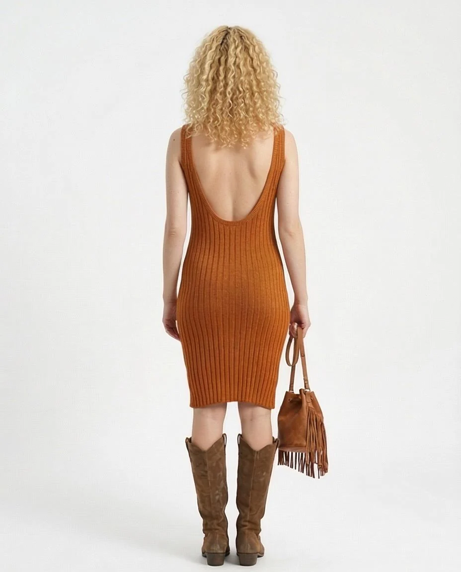 Ravin Women’s Rib-Knit Bodycon Midi Dress – Amber - R204687 - Image 2