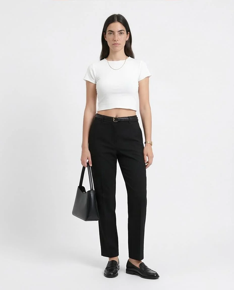 Ravin Women’s Rib-Knit Lettuce-Edge Crop Top – White - R206520 - Image 3