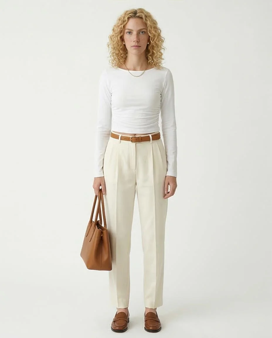 Ravin Women's Ruched Side Long-Sleeve Cropped Tee – White - R213768 - Image 3