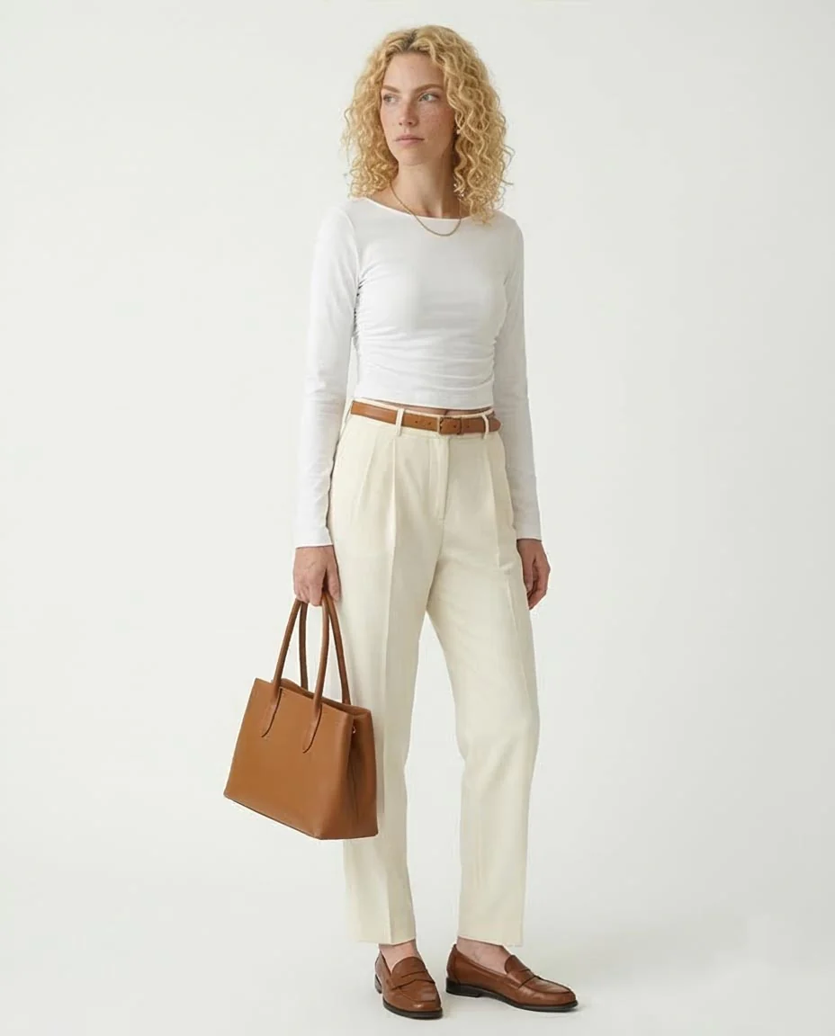 Ravin Women's Ruched Side Long-Sleeve Cropped Tee – White - R213768 - Image 5