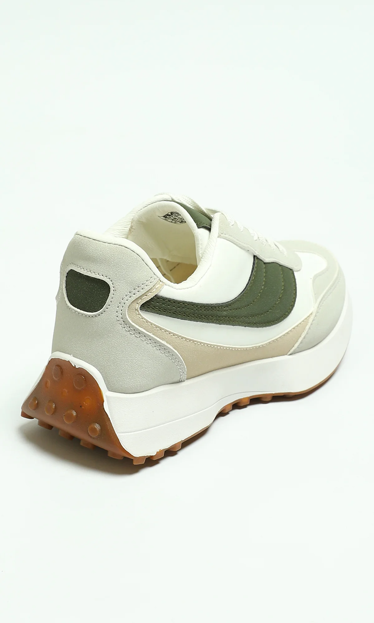 Women's Casual Retro-Inspired Chunky Sneakers - Sage & Off-White - Image 3