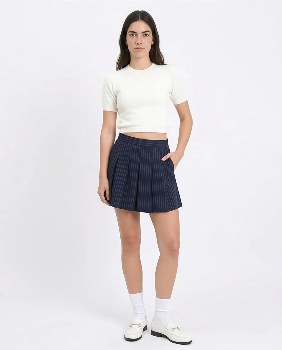 Ravin Women's Short Sleeve Fitted Knit Crop Top – Off-White - R207978 - Image 5