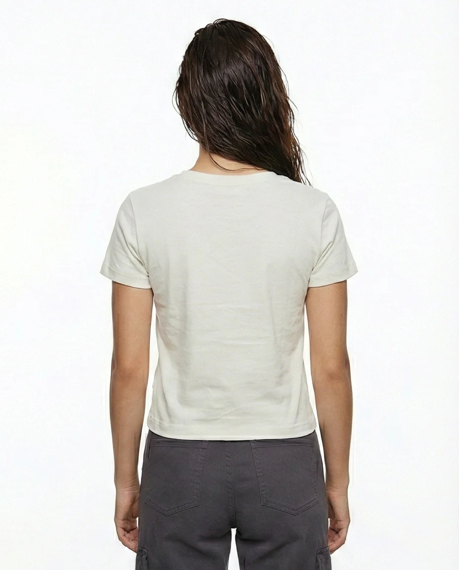 Minimalist Off-White Essential Crew Neck Tee - R216129 - Image 2