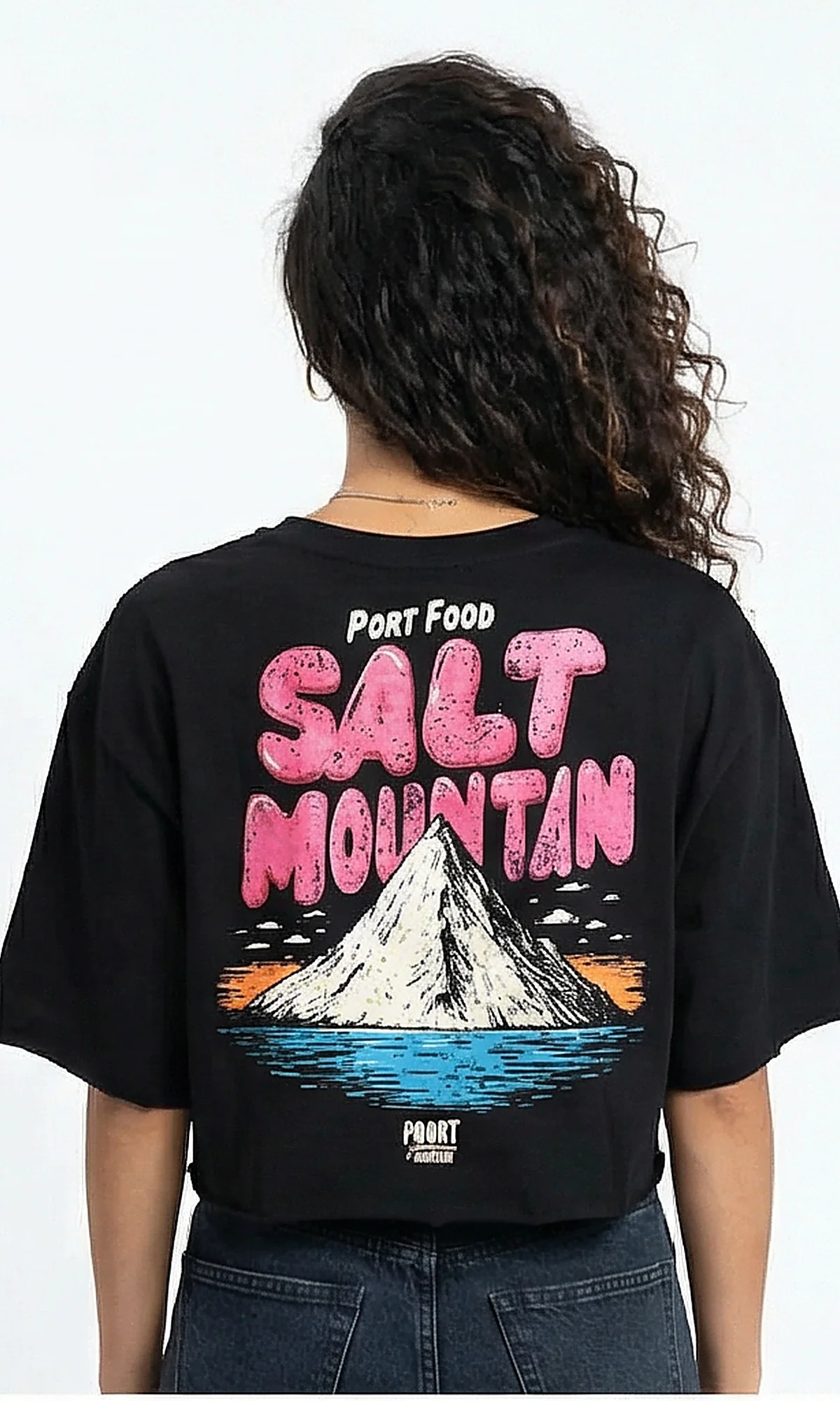 Salt Mountain Cropped Graphic Boxy Tee - Black - R215755 - Image 2