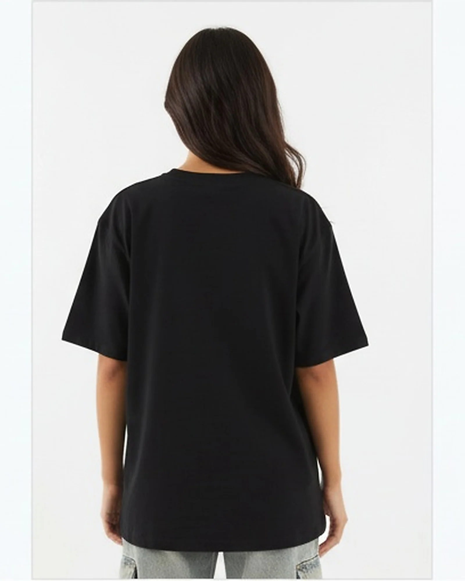 Black 'Just Vibing' Oversized Graphic Tee - R215773 - Image 2