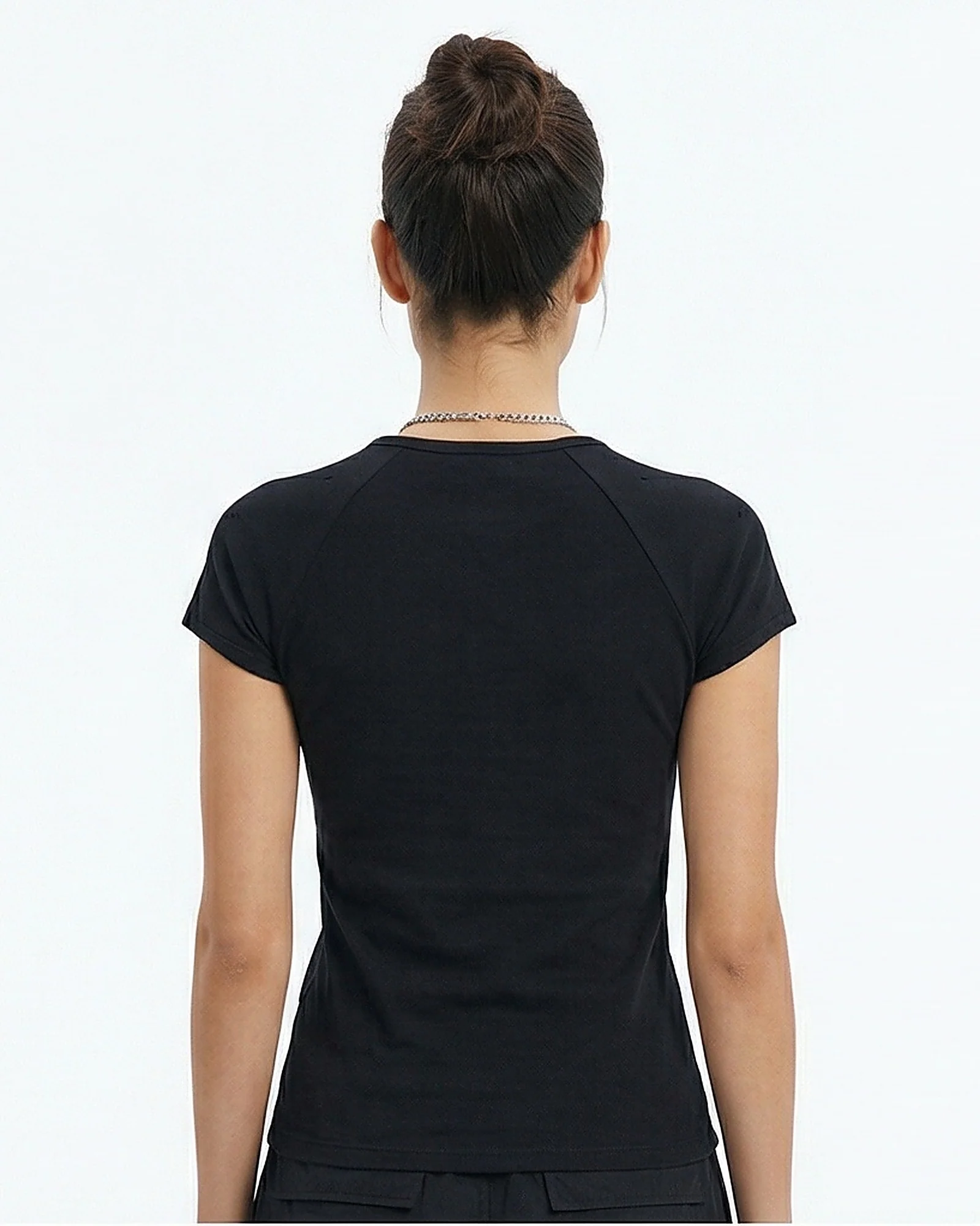 Black Slim Fit Raglan Sleeve Essential T-Shirt - R216811 - Image 2