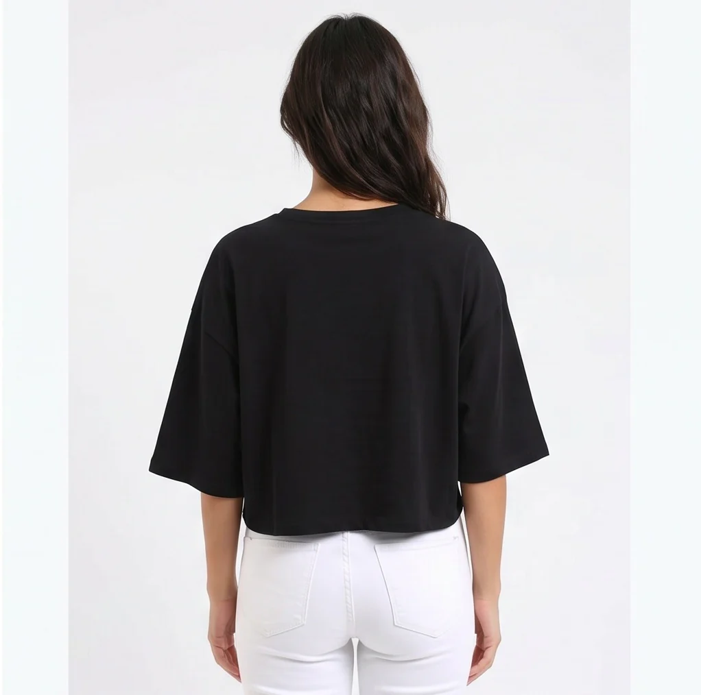 Black Rebel Graphic Cropped T-Shirt - R217231 - Image 2