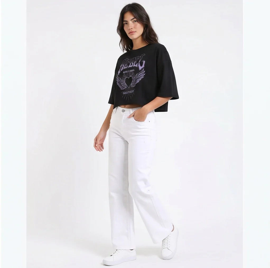Black Rebel Graphic Cropped T-Shirt - R217231 - Image 4