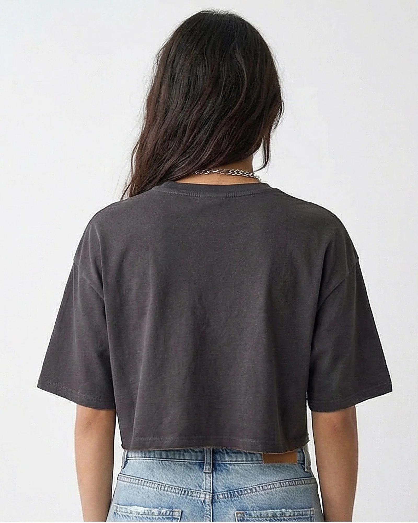 Charcoal Disney Mickey Mouse Graphic Cropped Tee - R216297 - Image 2