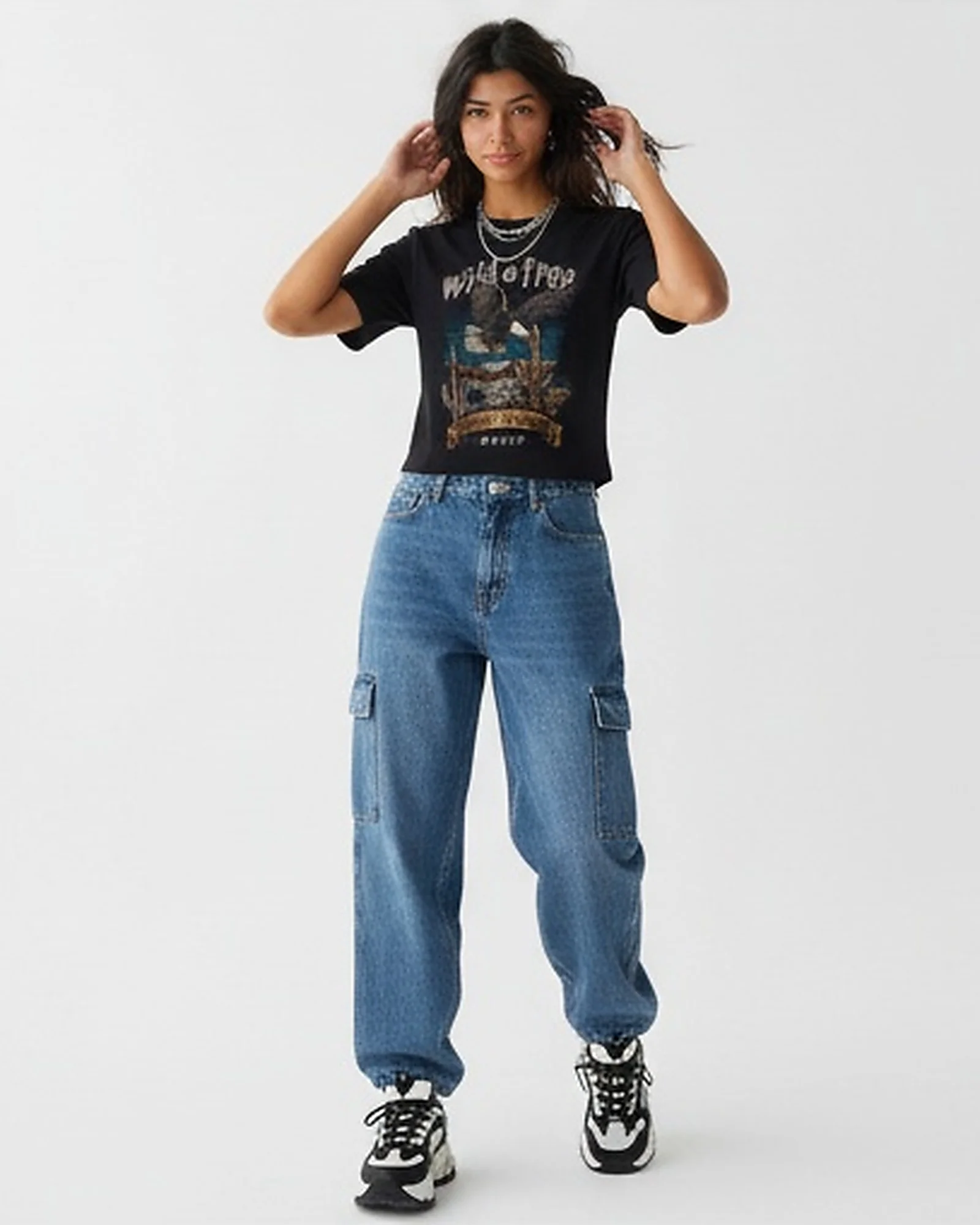 Wild & Free Eagle Graphic Black Short Sleeve T-Shirt - R216405 - Image 3