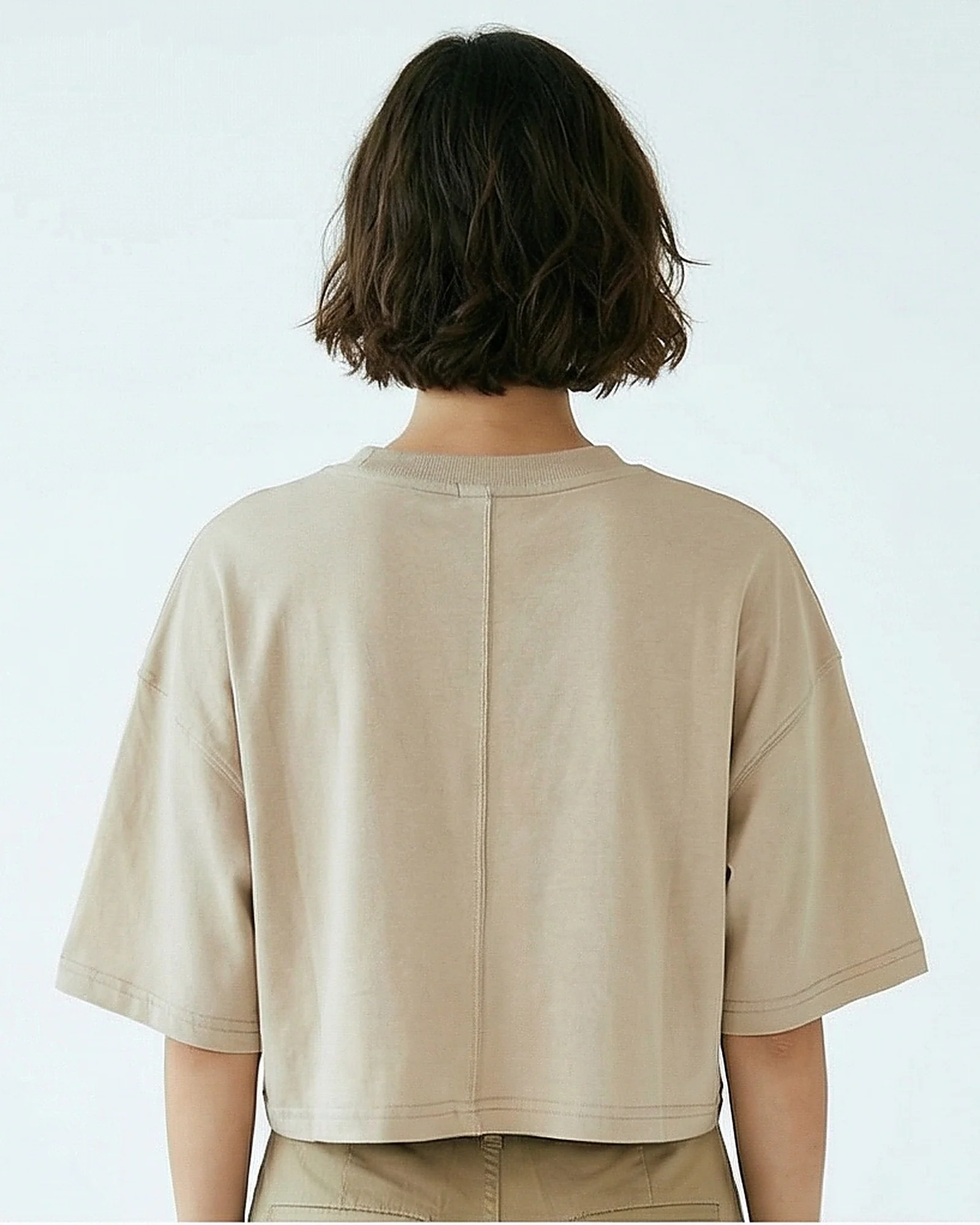 Stone Cropped Boxy Fit T-Shirt with Back Seam Detail - R217173 - Image 2