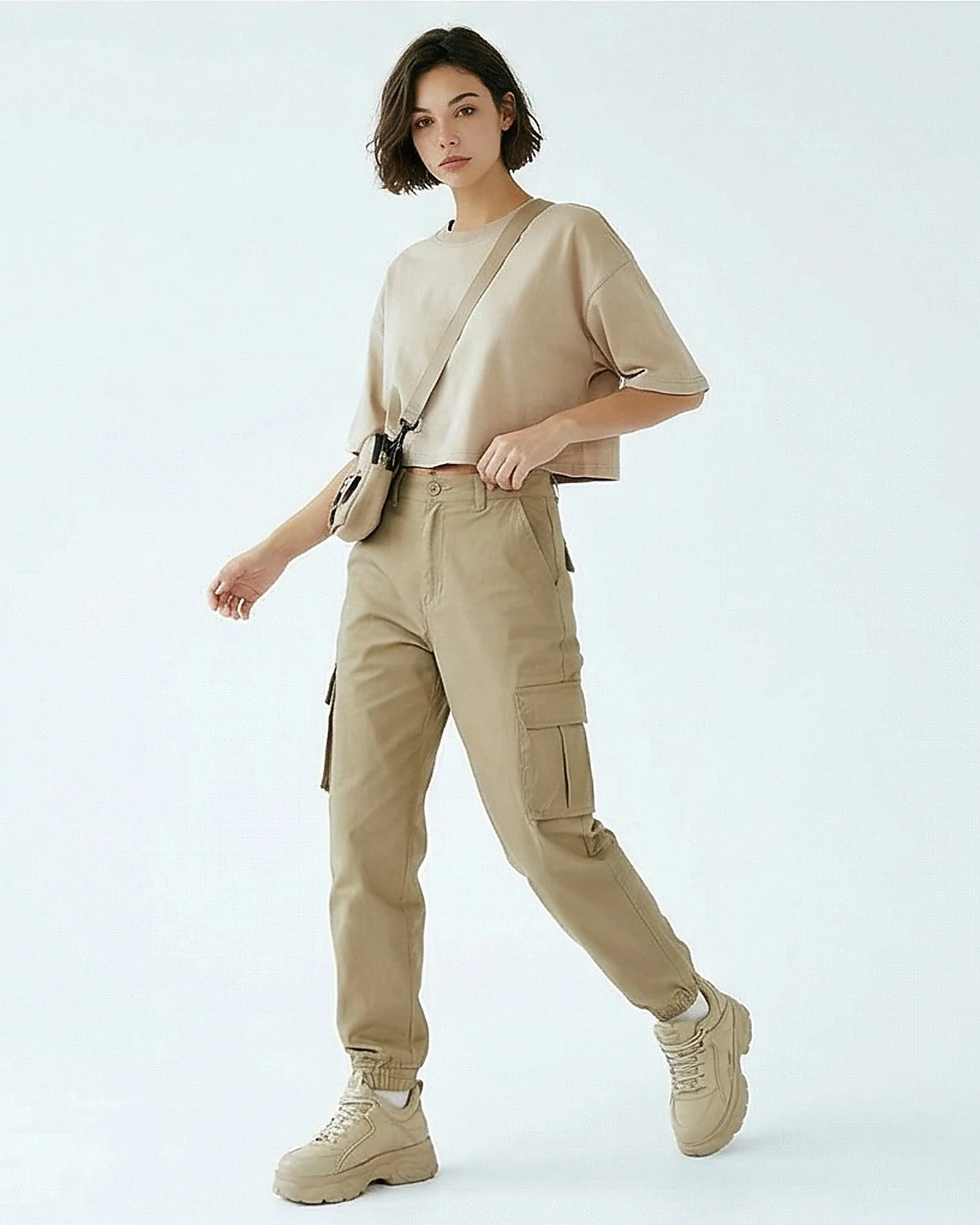 Stone Cropped Boxy Fit T-Shirt with Back Seam Detail - R217173 - Image 3