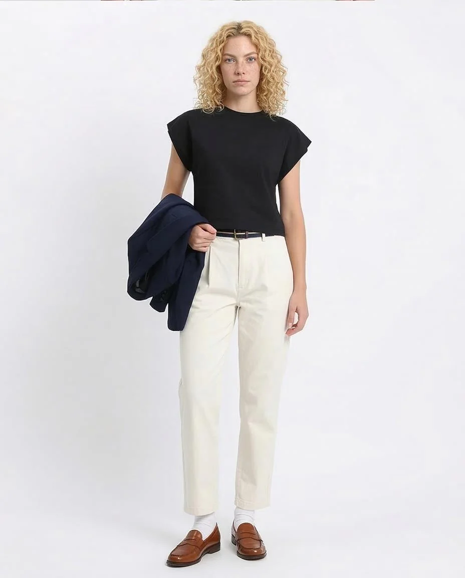 Ravin Women’s Structured Cap-Sleeve Cropped Tee – Black - R207258 - Image 3