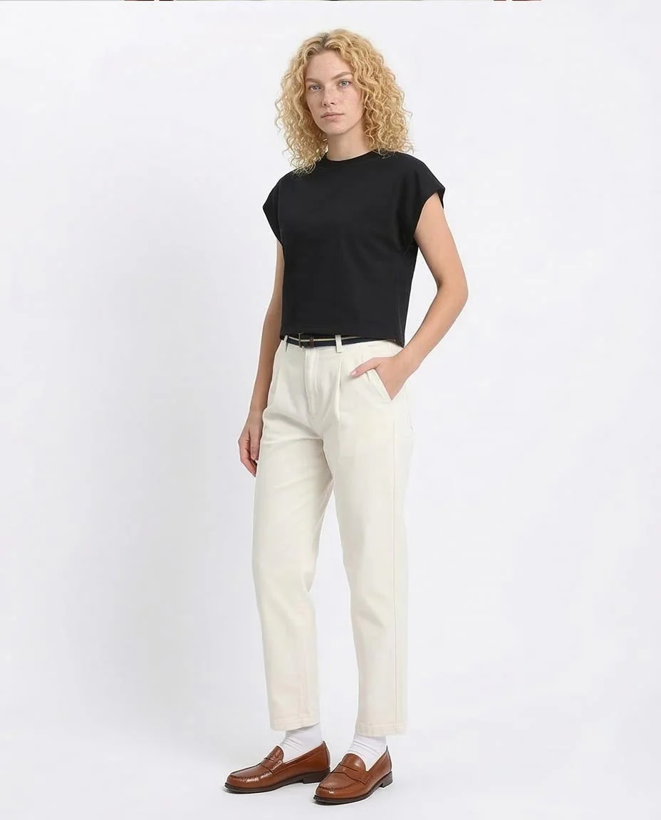 Ravin Women’s Structured Cap-Sleeve Cropped Tee – Black - R207258 - Image 5