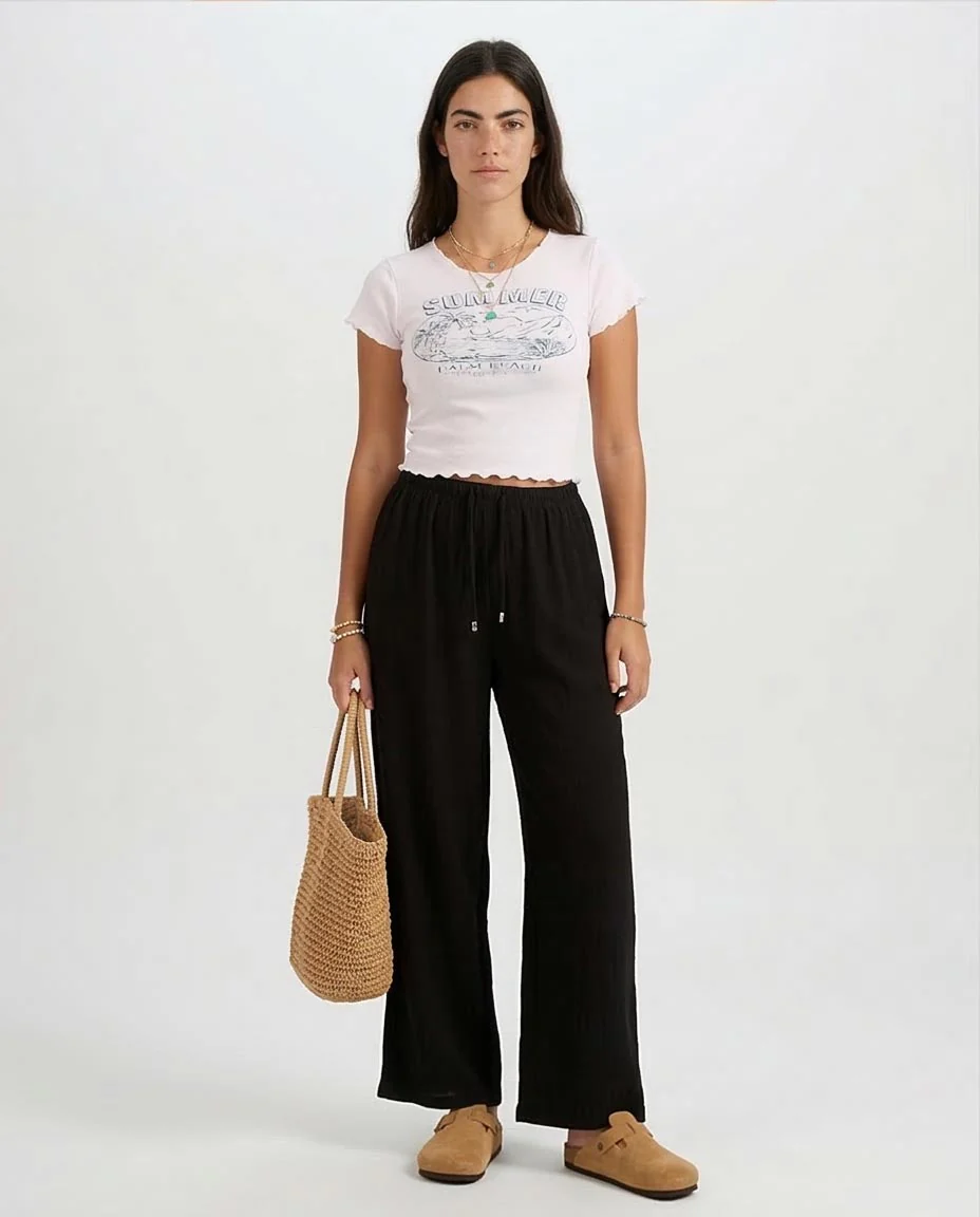 Ravin Women’s Summer Palm Beach Lettuce-Edge Baby Tee - R205504 - Image 3