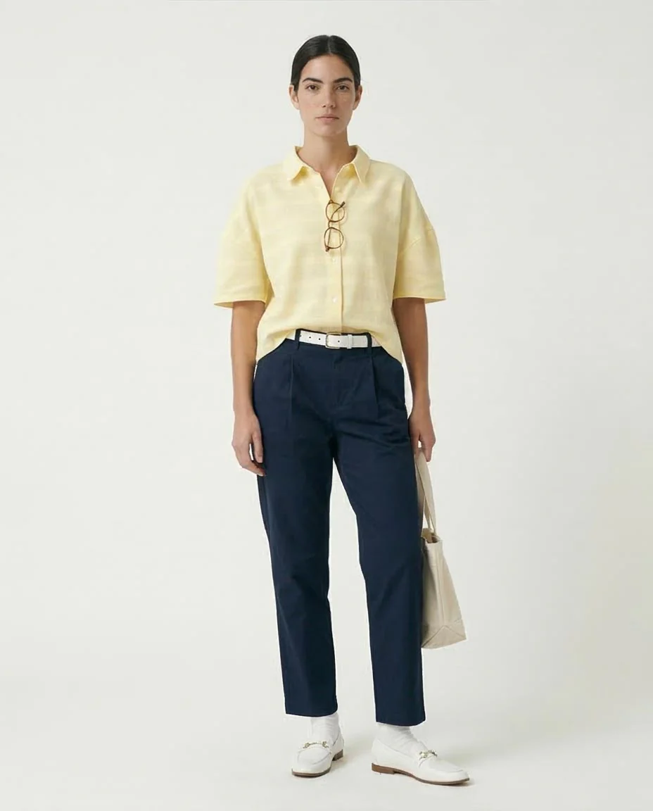 Ravin | Women’s Textured Leno-Weave Boxy Shirt – Pale Yellow - R208597 - Image 3