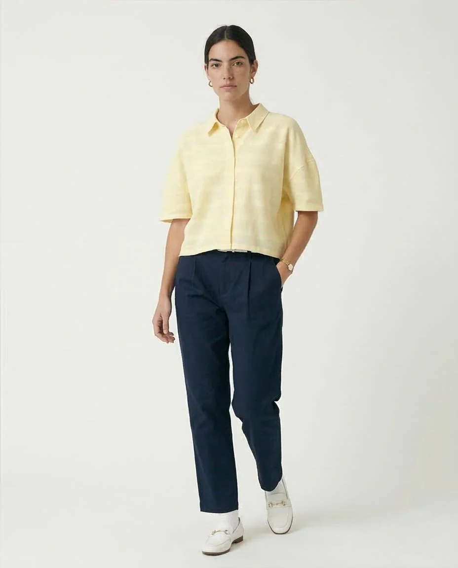 Ravin | Women’s Textured Leno-Weave Boxy Shirt – Pale Yellow - R208597 - Image 5