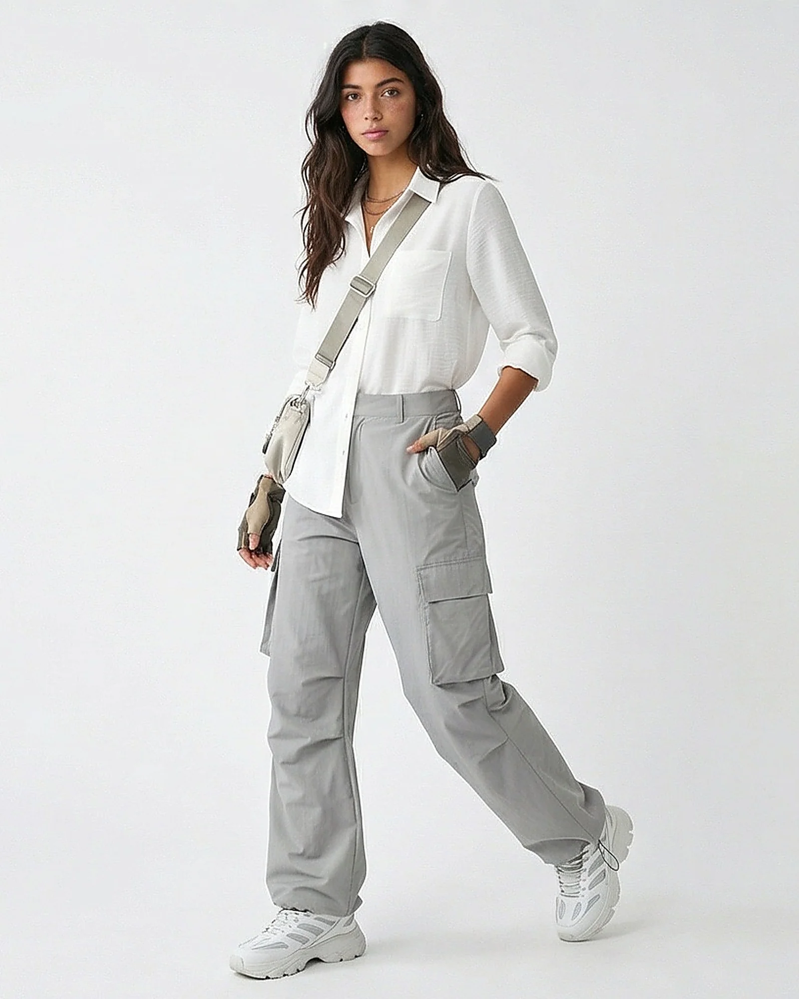 Classic Textured Button-Down Shirt in Crisp White - Image 3