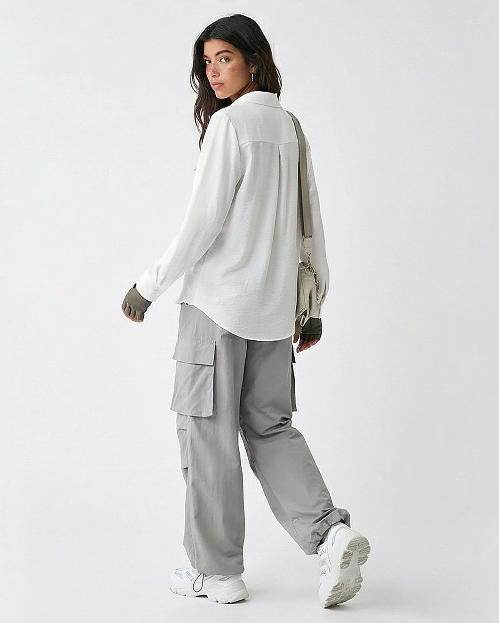 Classic Textured Button-Down Shirt in Crisp White - Image 4