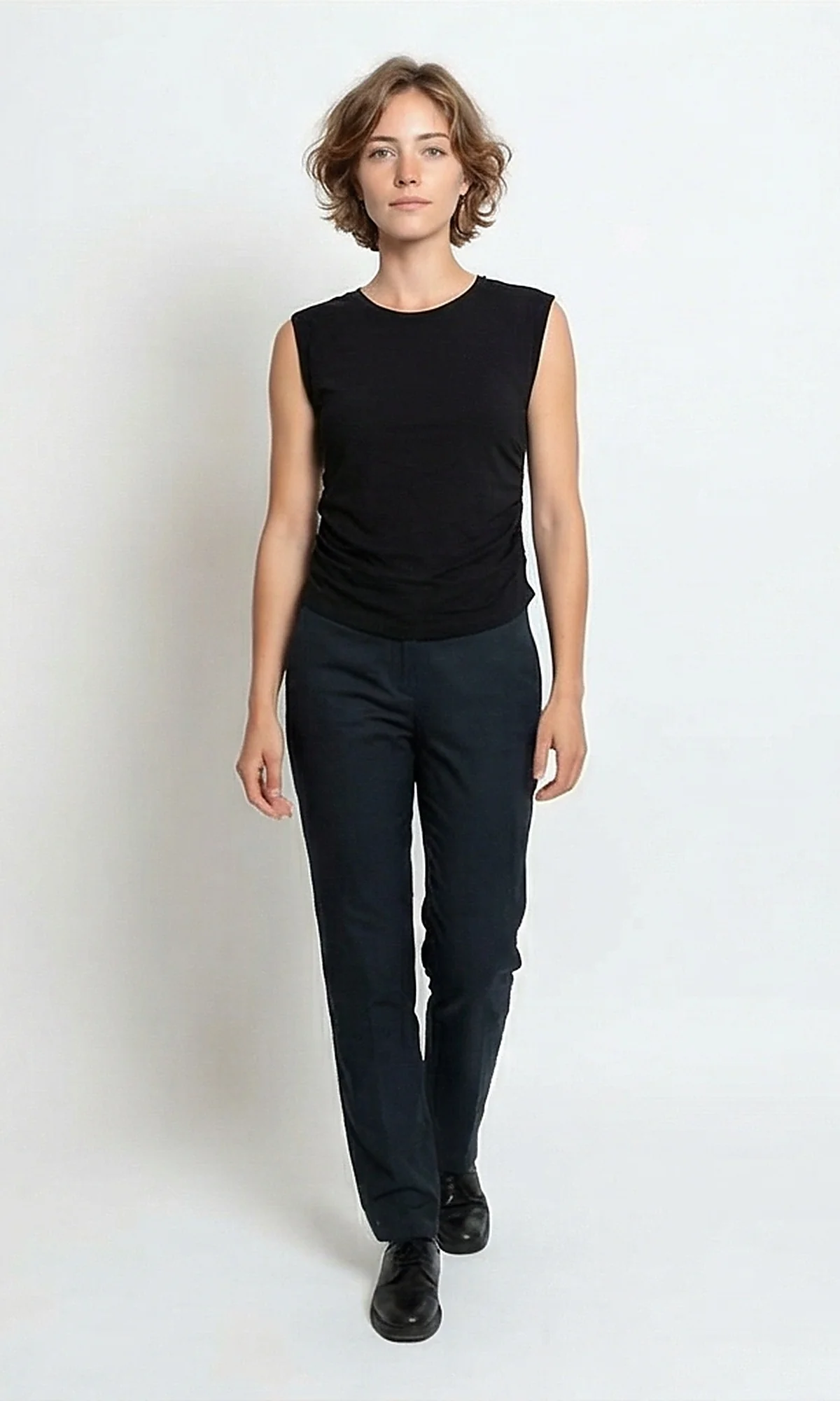 Sleek Minimalist Sleeveless Ruched Top - R215849 - Image 4