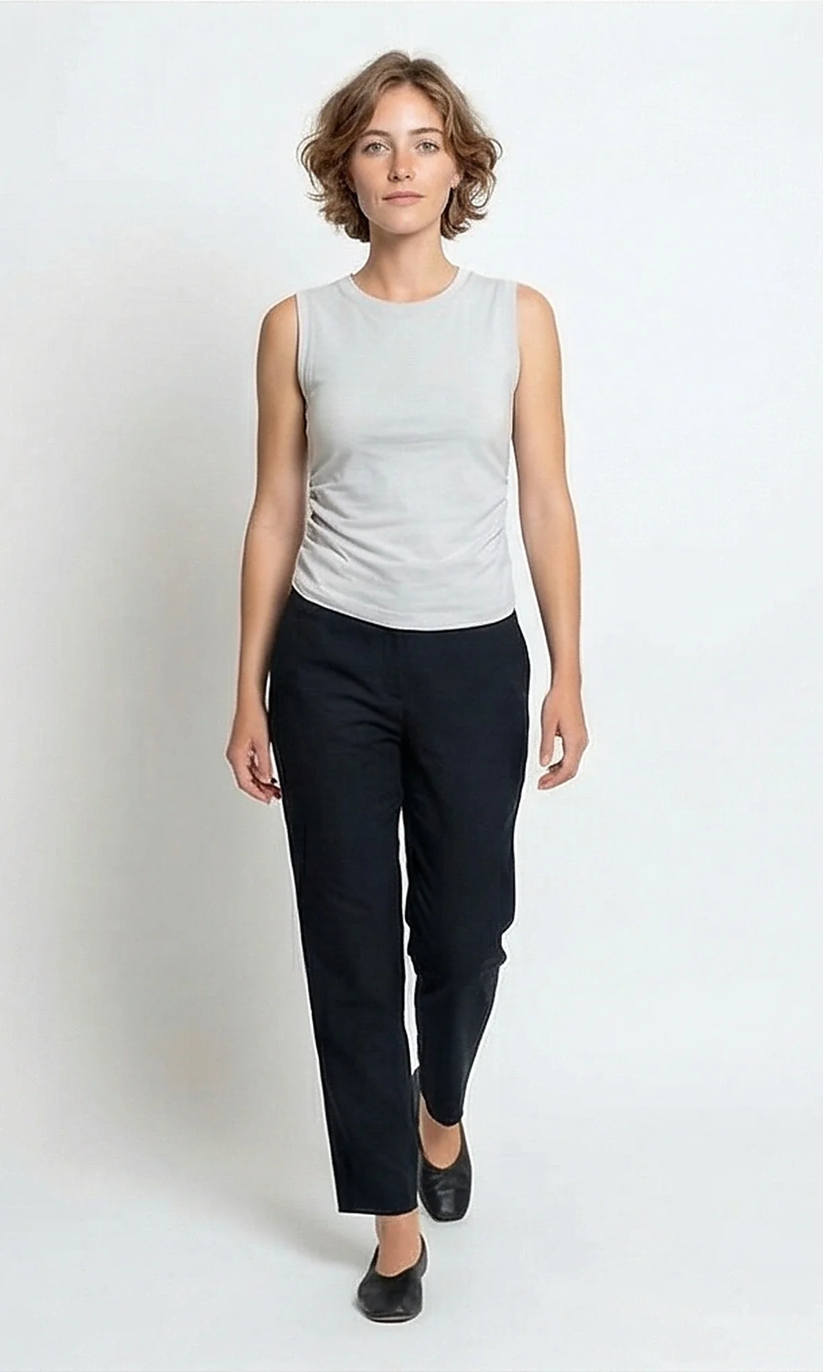 Stone Grey Gathered Side Sleeveless Top - R215851 - Image 4
