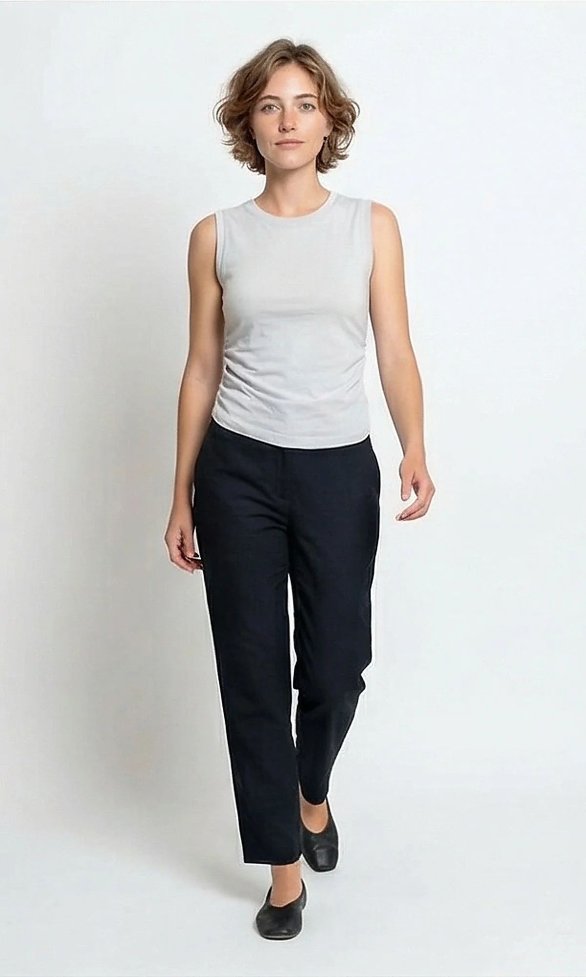 Stone Grey Gathered Side Sleeveless Top - R215851 - Image 5