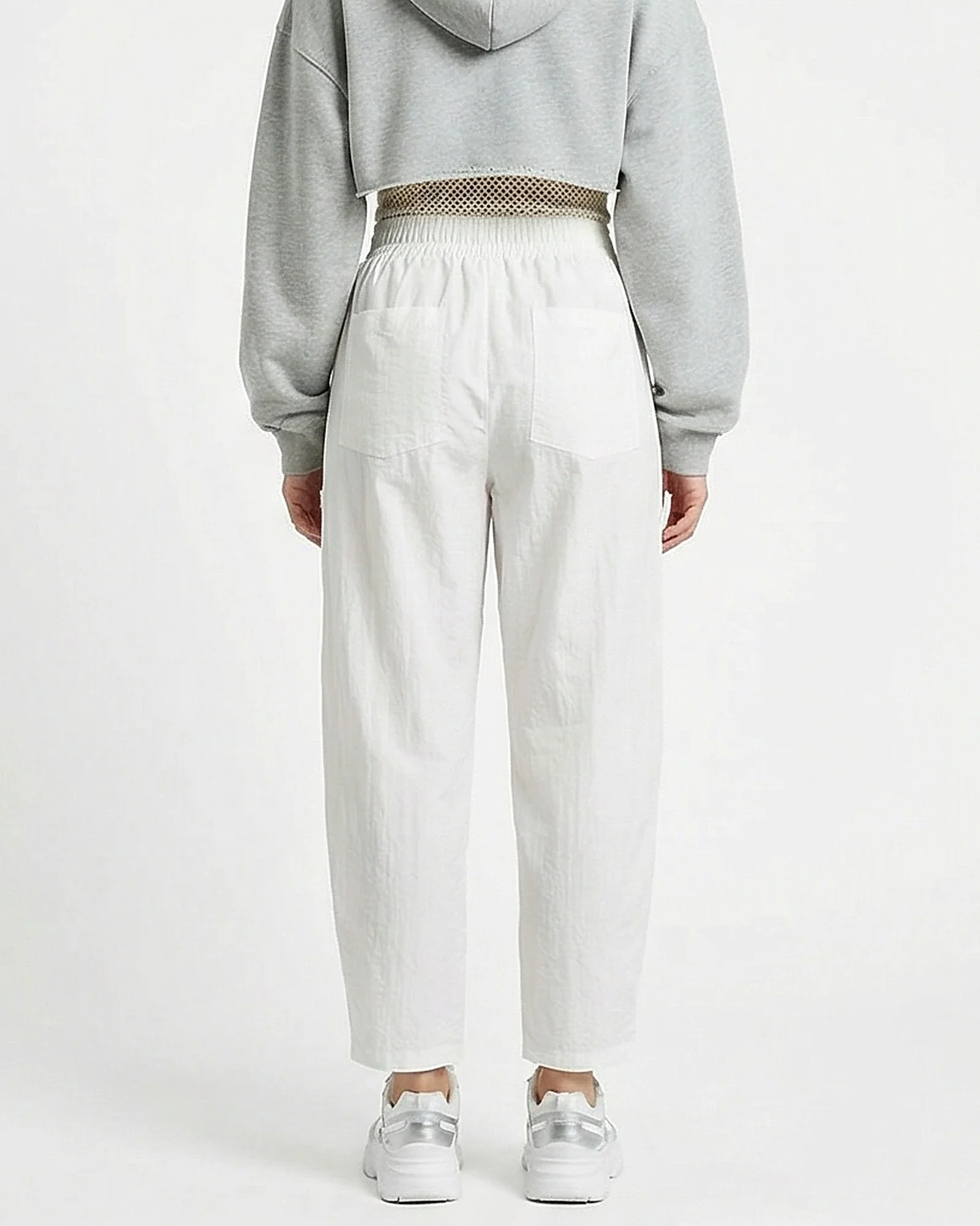 White Relaxed Fit Elasticated Waist Trousers - R217032 - Image 2