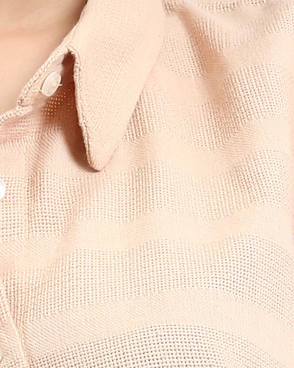 Ravin Women's Wave-Textured Short Sleeve Boxy Shirt – Peach- Dark Beige - R210373 - Image 4