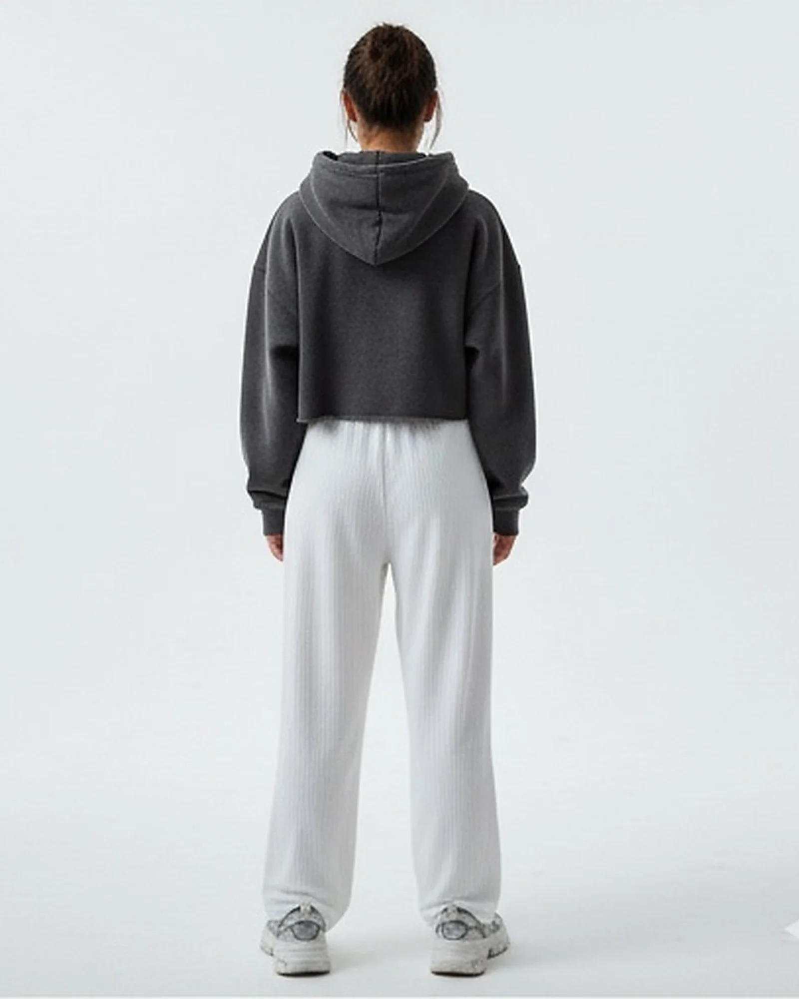 Essential Ribbed Wide-Leg Trousers in Pristine White - Image 2