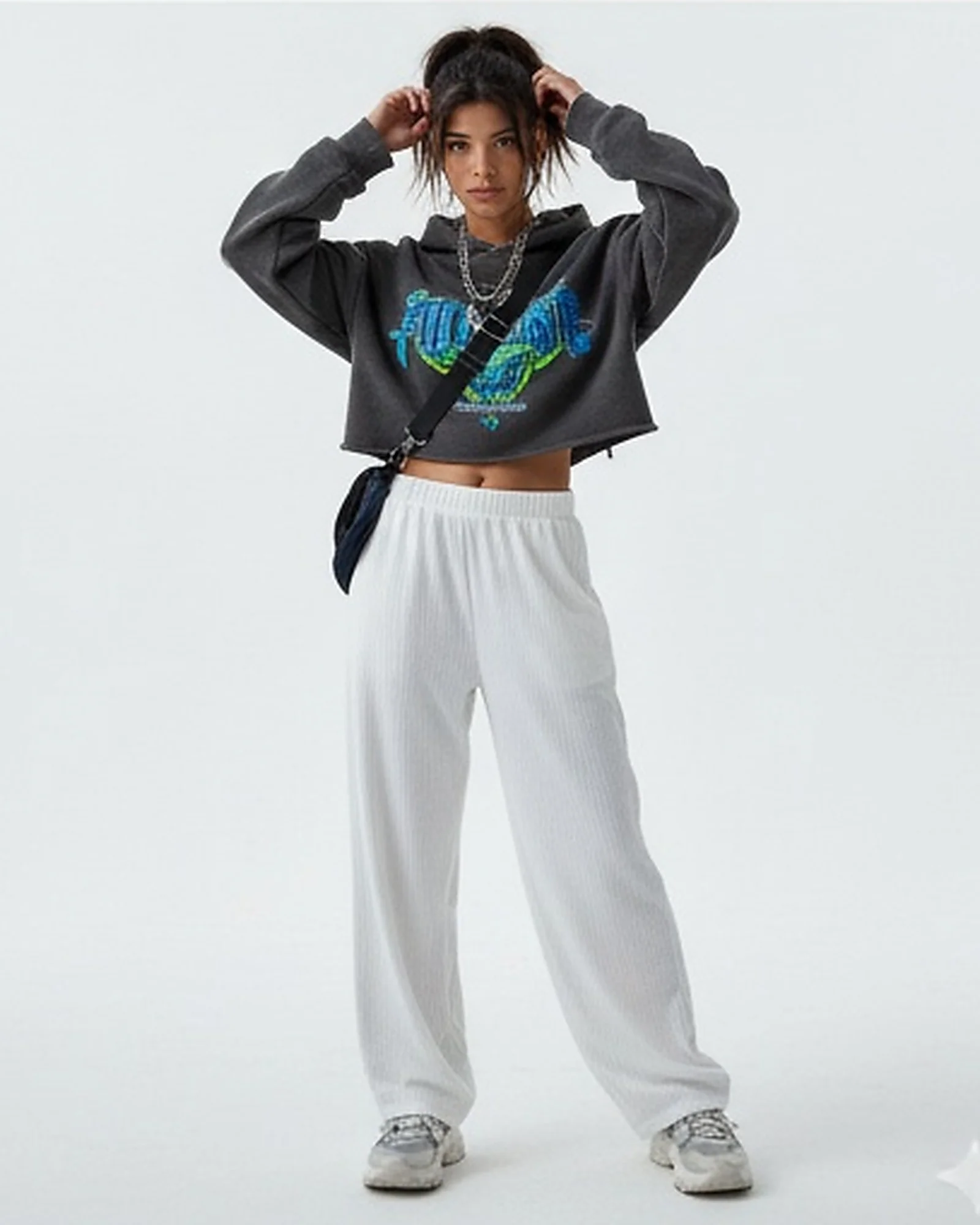 Essential Ribbed Wide-Leg Trousers in Pristine White - Image 3