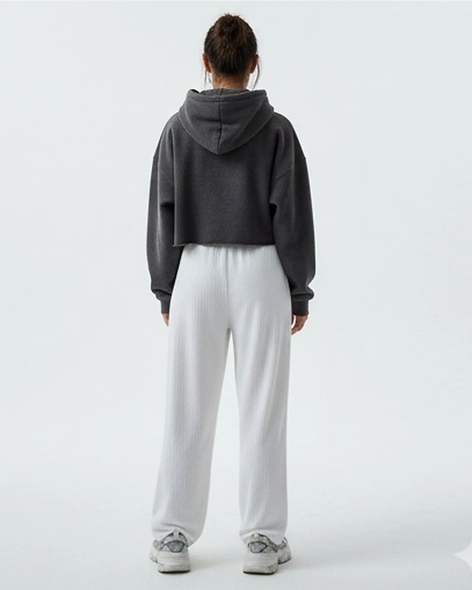 Essential Ribbed Wide-Leg Trousers in Pristine White - Image 4