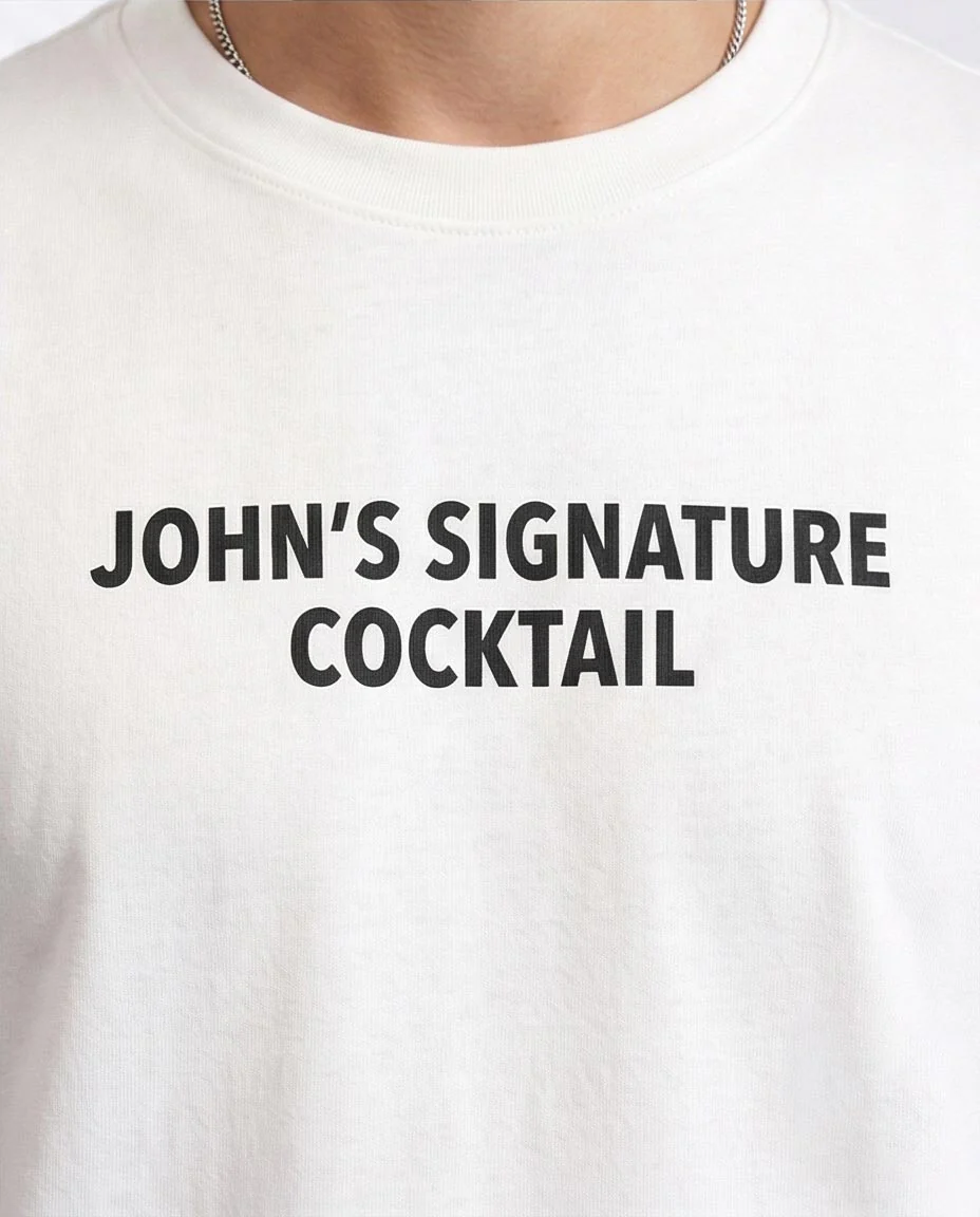 Ravin × John Prine "The Handsome Johnny" Signature Cocktail Graphic Tee - White - R208966 - Image 3