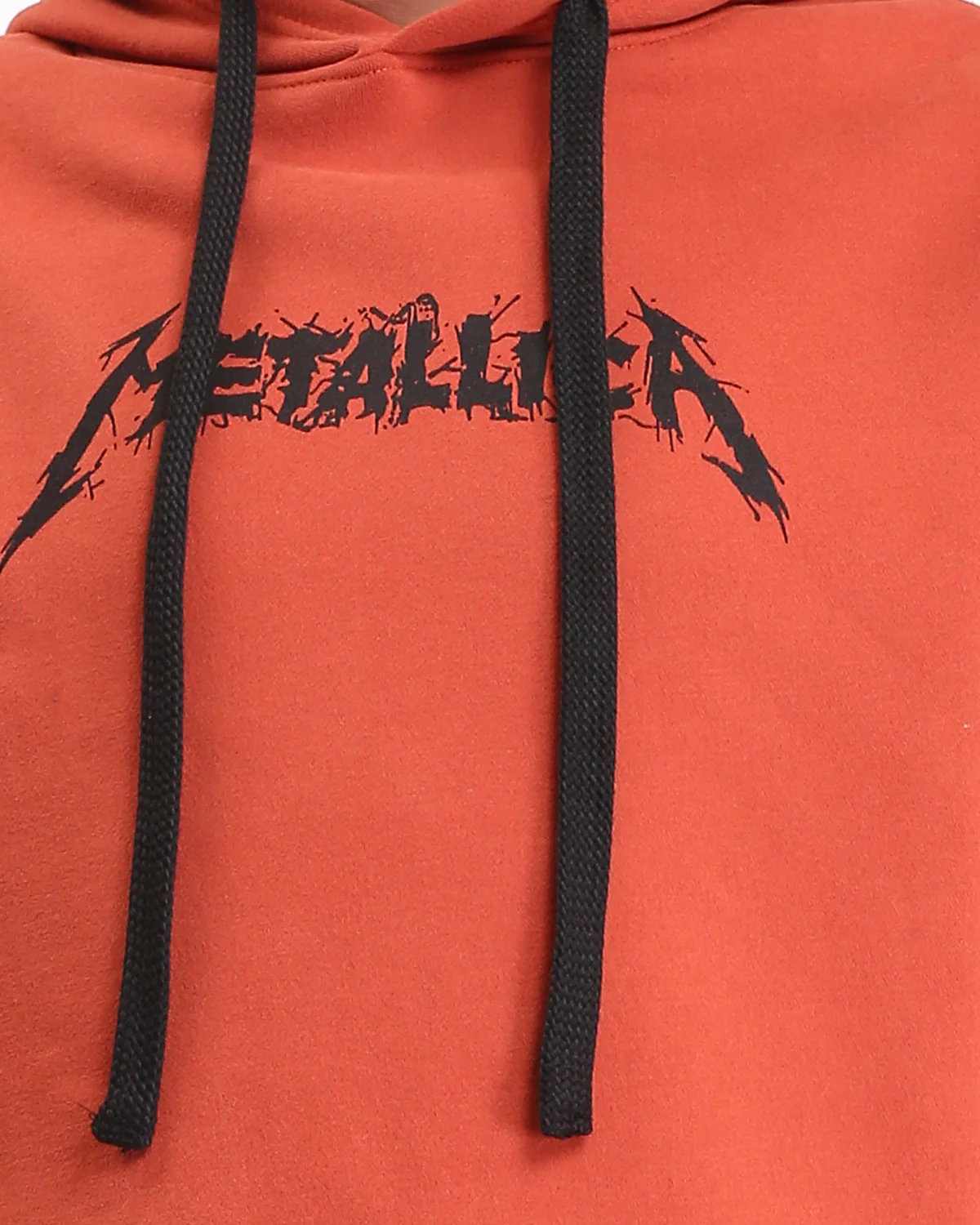 Ravin x Metallica Oversized Graphic Hoodie – Terracotta Grunge Edition - Hot Orange - R212193 - Image 4